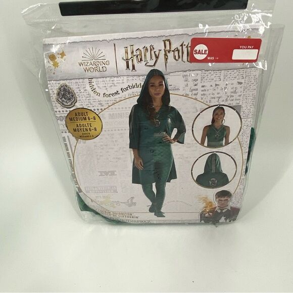Warner Bros Green Slytherin Halloween Costume Adult 6-8 - Picture 1 of 4